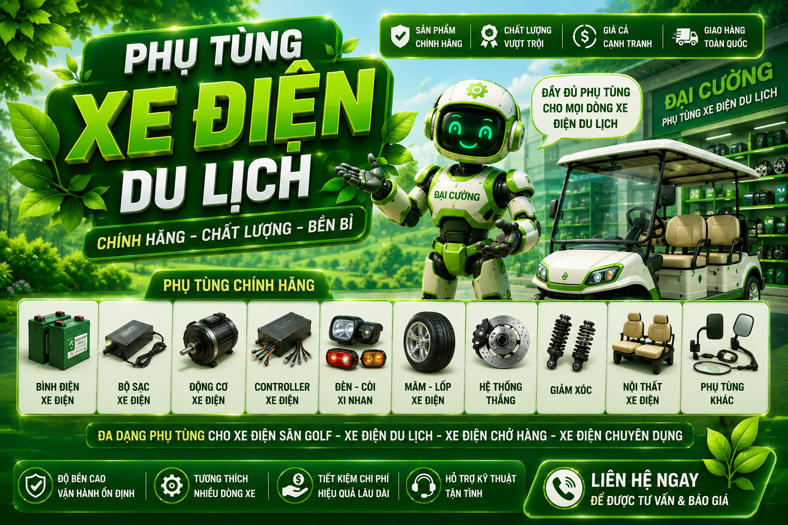 Phụ Tùng Xe Điện Du Lịch Chính Hãng Tại TP.HCM & Miền Nam